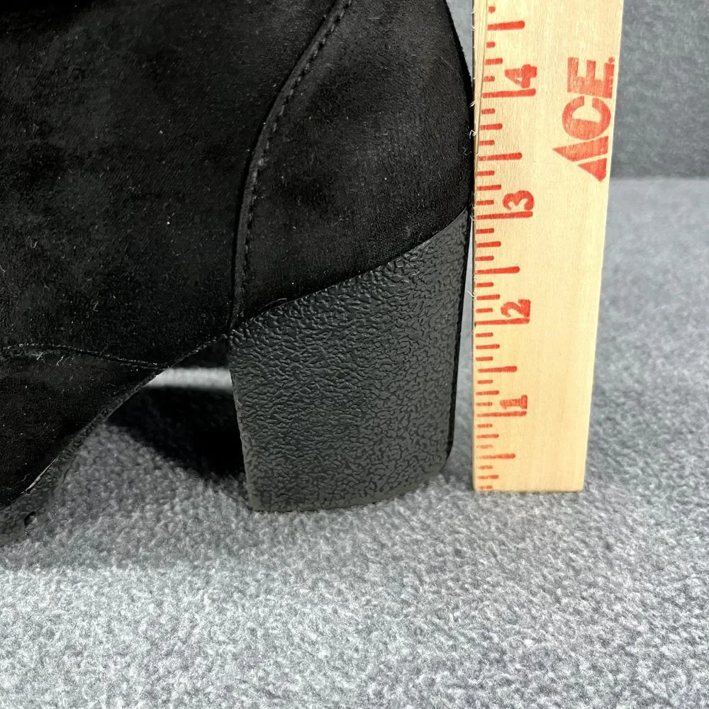Sugar Boots Women 6 M Black Lacy Suede Heeled Zipper Lace‎ Up
